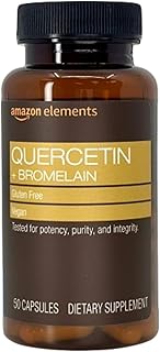 Amazon Elements Quercetin + Bromelain, 500 mg Quercetin with 150 mg Bromelain, Vegan, Pineapple, 50 Capsules