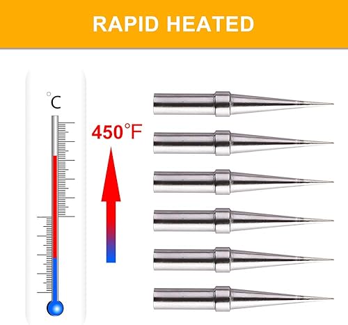 Miniatura 12 de 6 puntas de soldadura para soldador Weller ET, puntas de repuesto para WES51/50, WESD51, PES51/50, WE1010NA WCC100 LR21 ET Tip Series (6PCS-01)