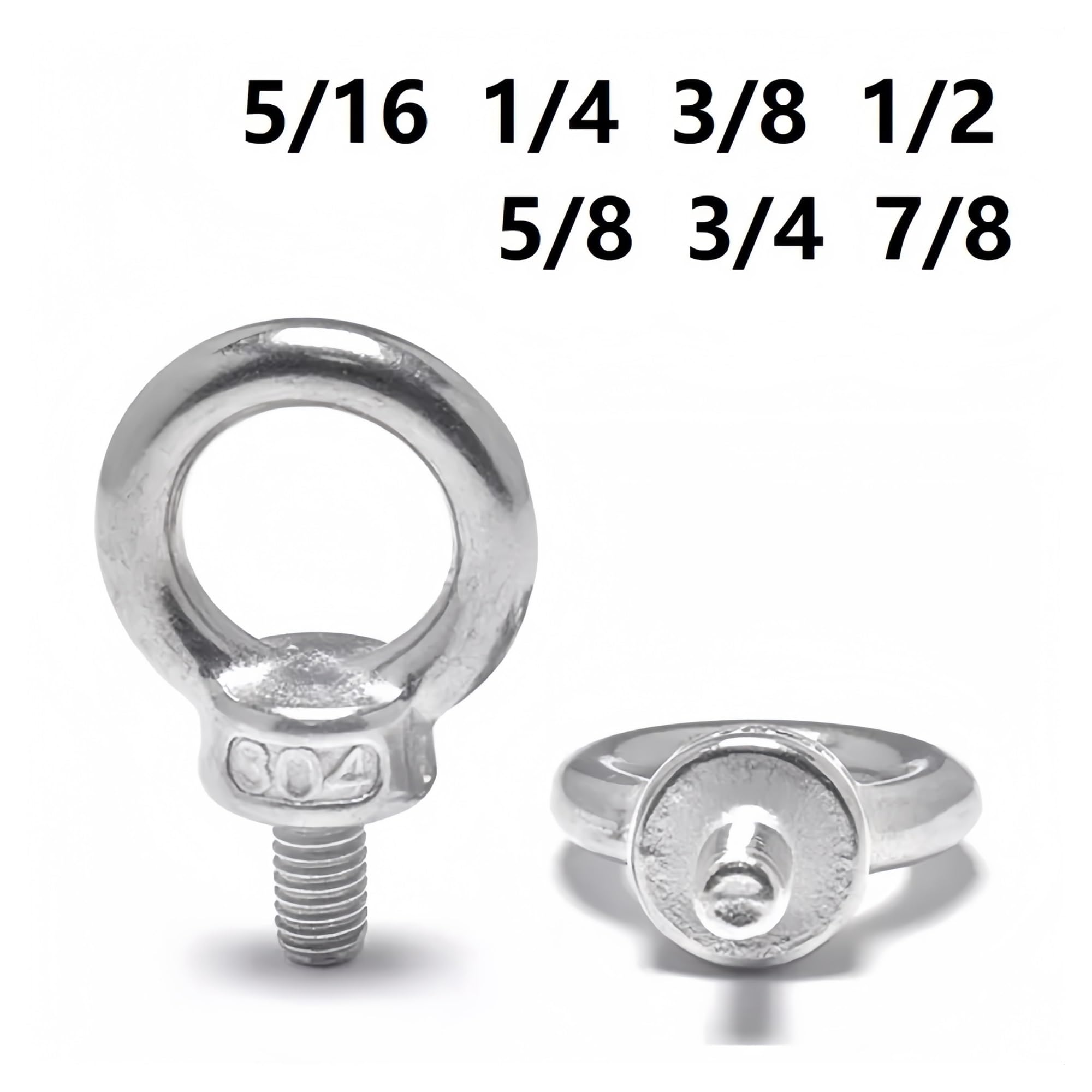 Ösenbolzen aus Edelstahl 304, 1/4, 5/16, 3/8, 1/2, 5/8, 3/4, 7/8 Zoll, Hebebolzen, Ösenschrauben(3-8 2pcs)
