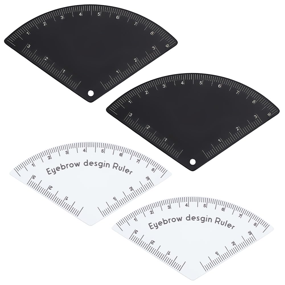 WEBEEDY 4 Pcs Eyebrow Mapping Kit Brow Ruler Stencils Black White Brow Mapping Tool Microblading Shaping Templates for Professional Home Use, Travel Makeup, Christmas Birthday Gift Ideas