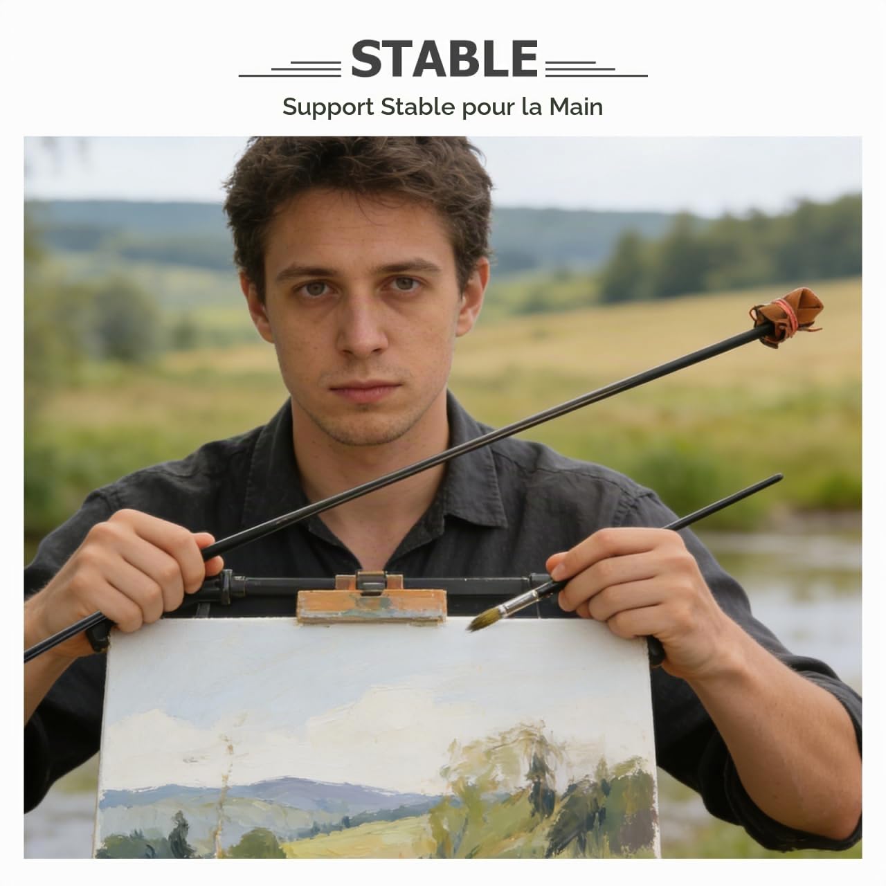SHINEOFI Bâton Stabilisateur De Main Pour Le Dessin Bâtonnet De Peintre Pour Des Traits Précis Repose-Main Stable Avec Tête Sphérique Portable Pour Toile Atelier Et Extérieur 32.52 Pouces