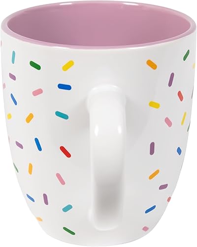 Miniatura 6 de Linda taza de café lavanda con chispas de arcoíris  Regalo de taza de café para pastel de cumpleaños  Taza grande de cerámica blanca  Tazas de café