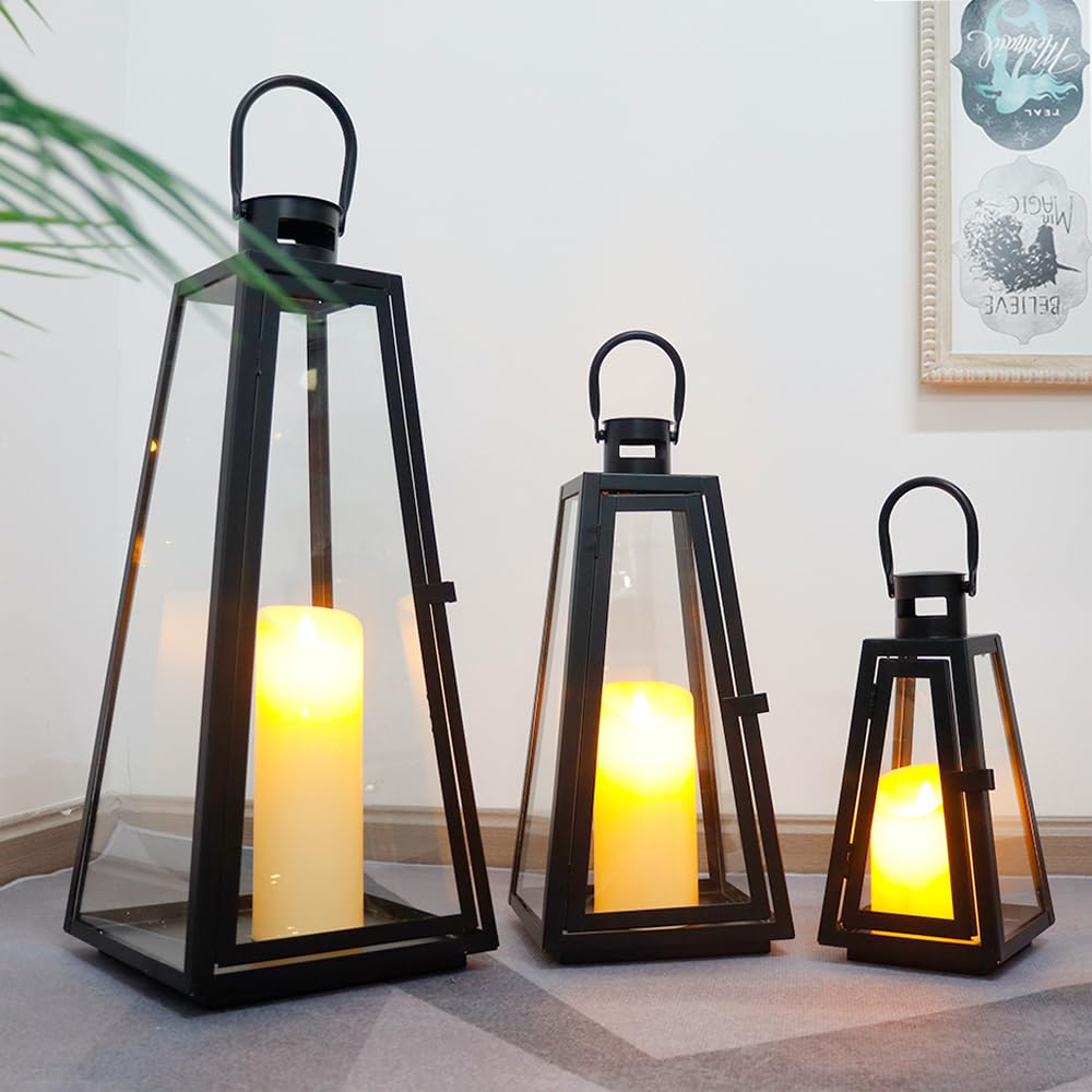 TRIROCKS Set di 3 lanterne in acciaio inox