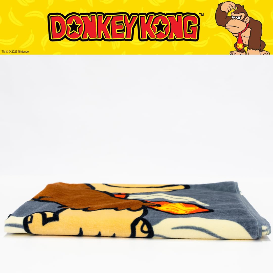 Franco Collectibles Nintendo Donkey Kong Gaming Serviette de Bain/Piscine/Plage en Coton Doux 152,4 x 76,2 cm (Produit sous Licence Officielle)