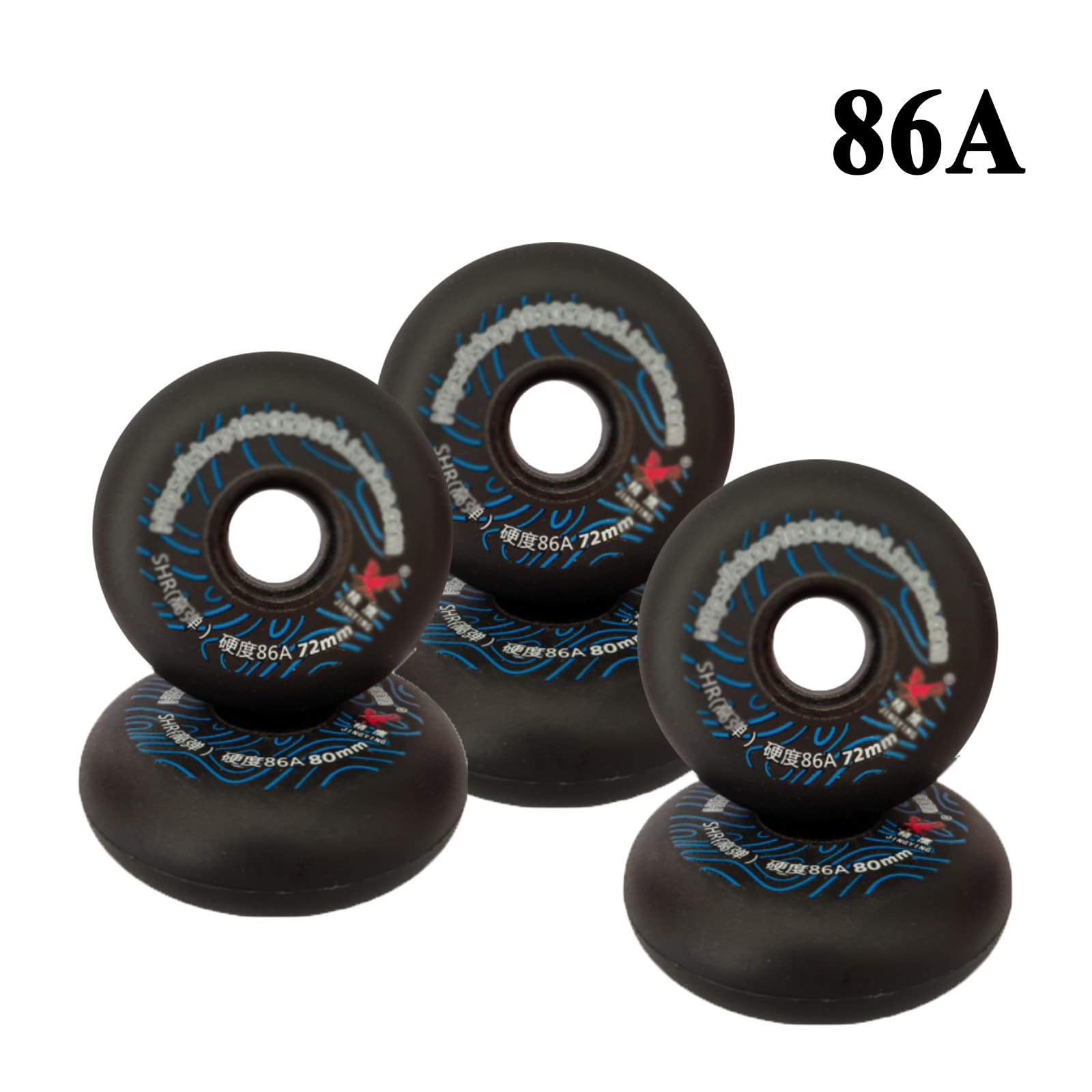 Ruote di Ricambio per Interni Confezione da 8 ruote per pattini in linea 64mm/72mm/76mm/80mm, senza cuscinetto, ruote per pattini a rotelle, ruote con freno, sostituzione ruota con lama a rullo, 76 m