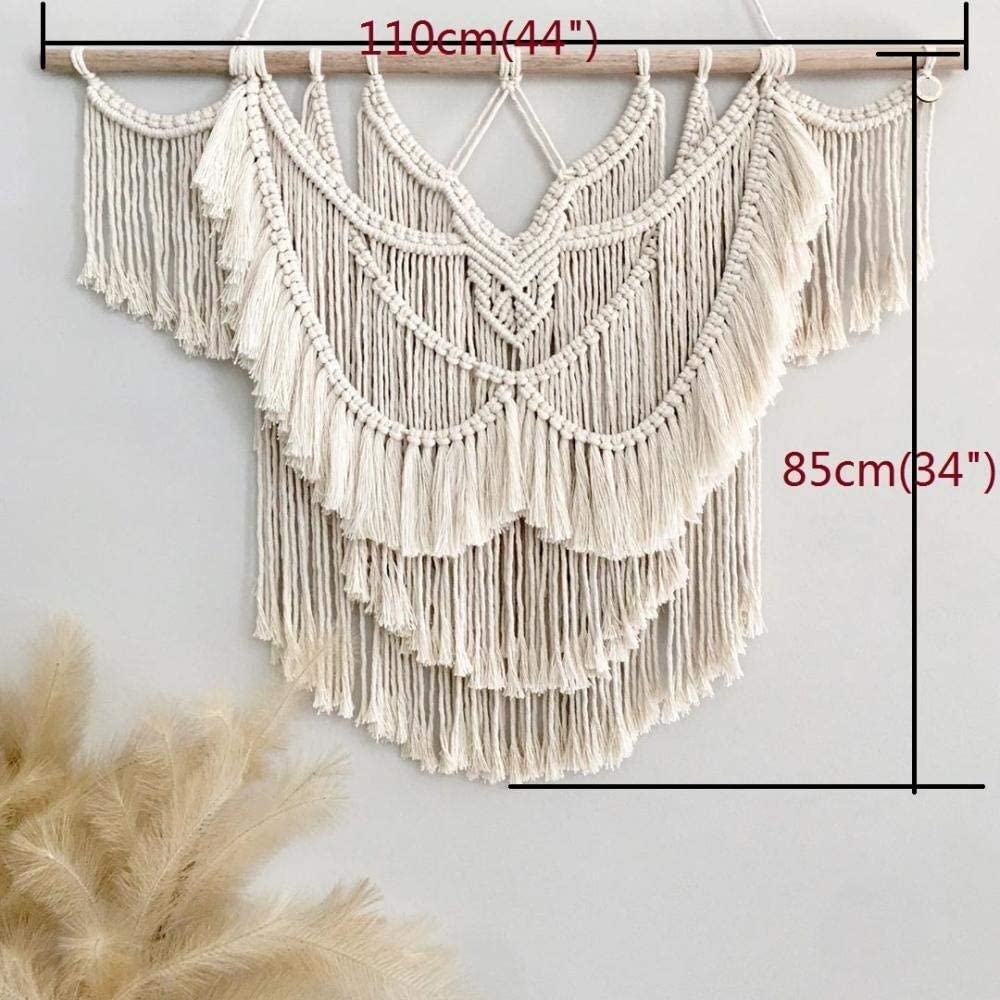 Macramé grande para colgar en la pared sobre la cabecera Tapiz de macramé beige hecho a mano Decoración de paredes bohemias Macramé Telón de fondo de boda Arte de cuerda de algodón para dormitorio sal