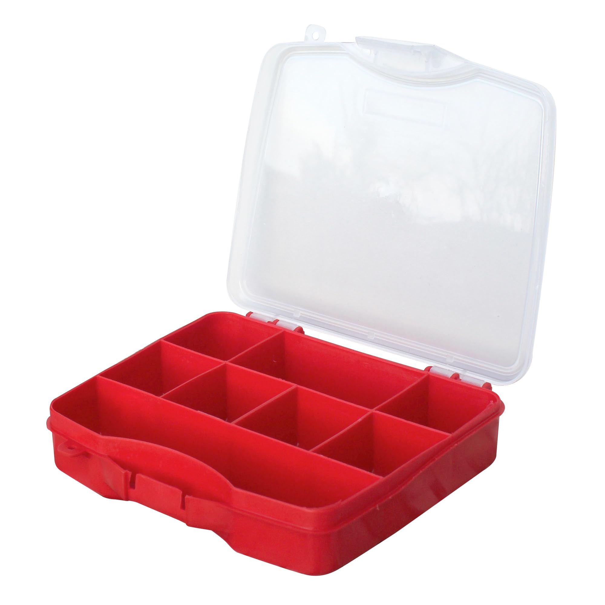Dekton Red Mini Organizer- Organiser Box With 8 Compartments| Padlock Eye For Secure Locking| Dimensions: 140Mm X 165Mm X 35Mm| Perfect For Desk, Drawer, Or Car Organization | Sleek Design For Easy Access