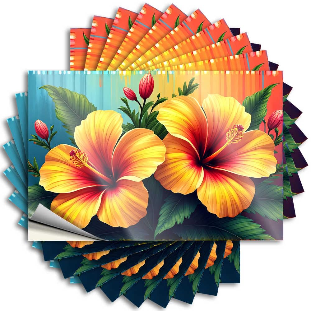 Cheap, Decal Bottle Colorful Tropical Flowers Background | Student Decor(8X12CM)