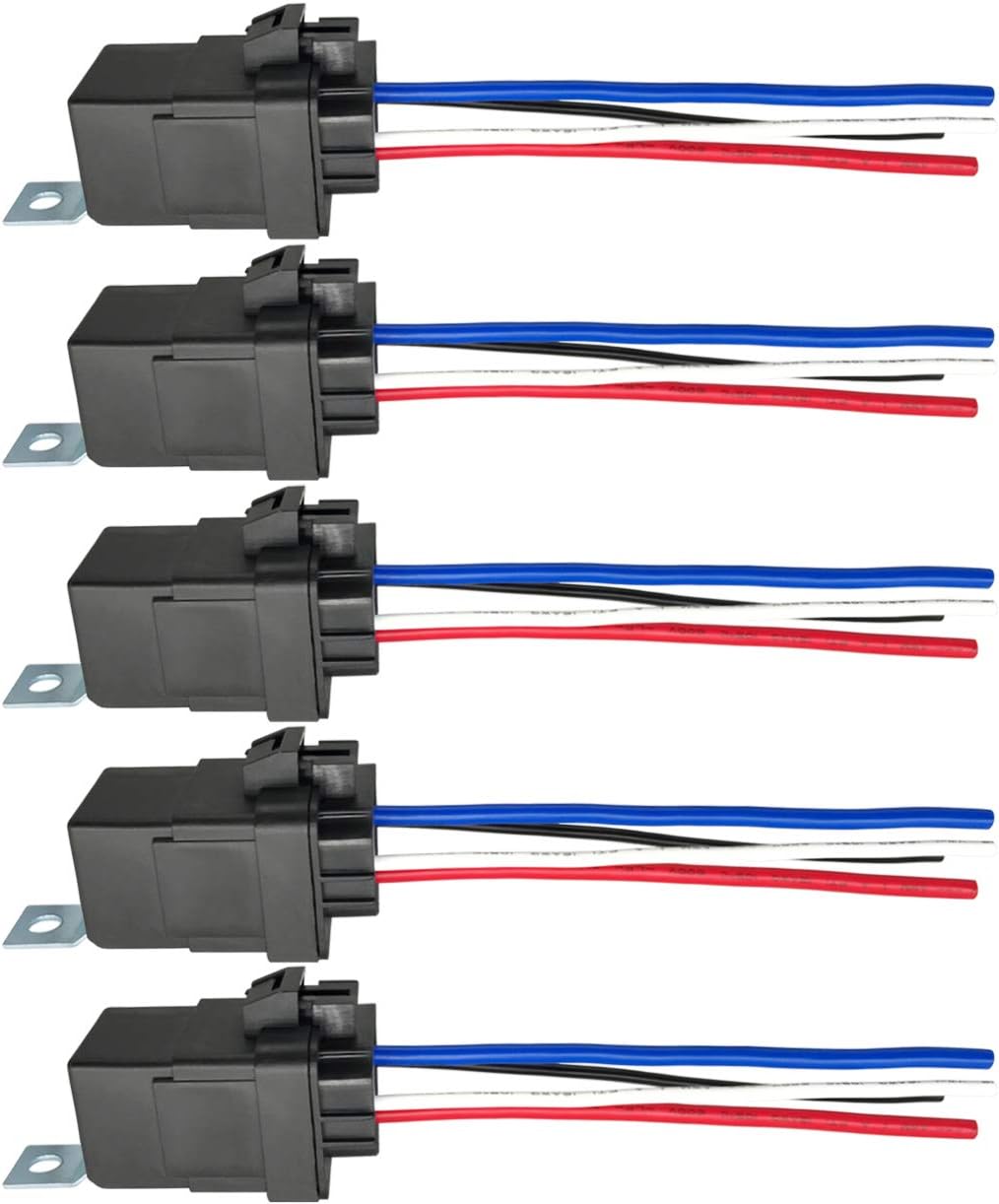 Fused Relay 12V 30A/40A 5Pin (2Pack) Automotive Built