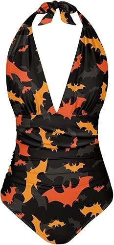 Miniatura 4 de Traje de baño halter de una pieza para mujer, traje de baño con cuello en V y control