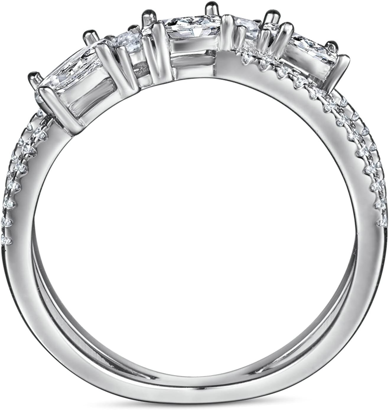 925 Sterling Silver Rings for Girls Promise Rings for Her X Cross with Oval Cubic Zirconia Womens Ring Trendy Size 5-10