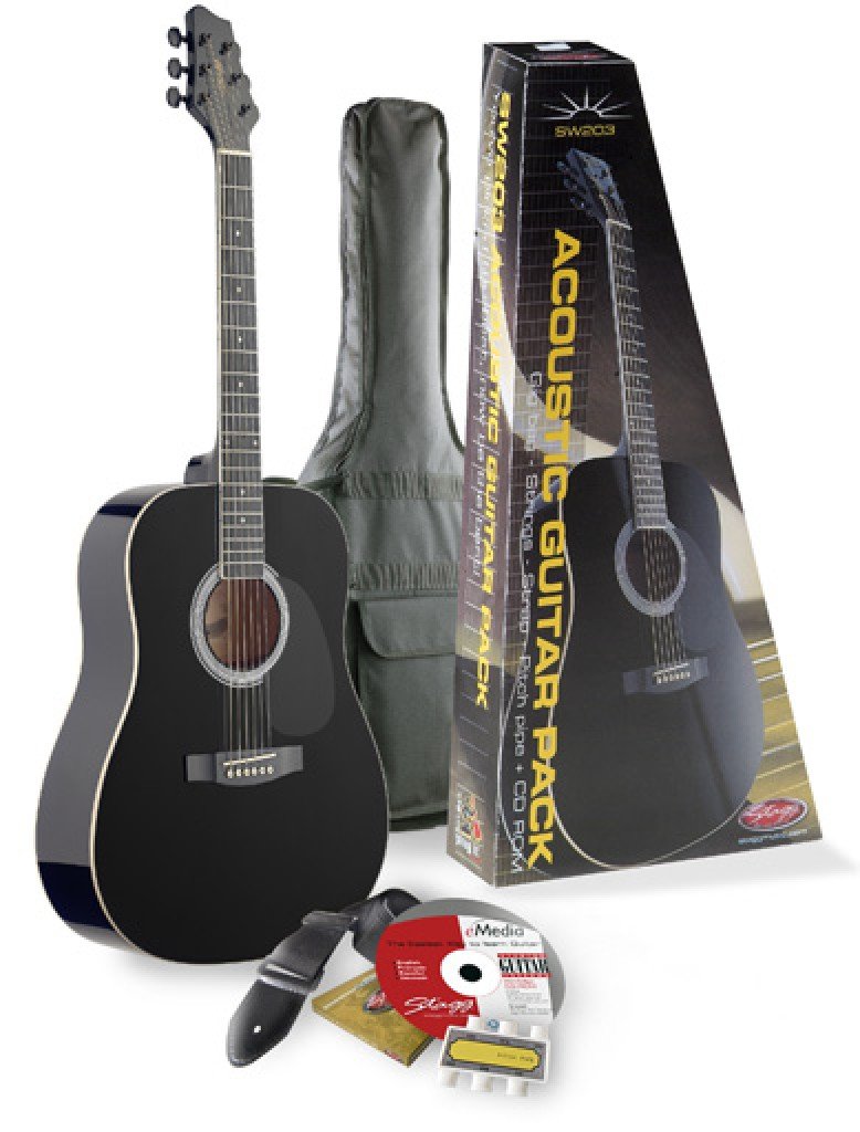 Stagg SW203BK PACK 2 Westerngitarre Akustikgitarre Set