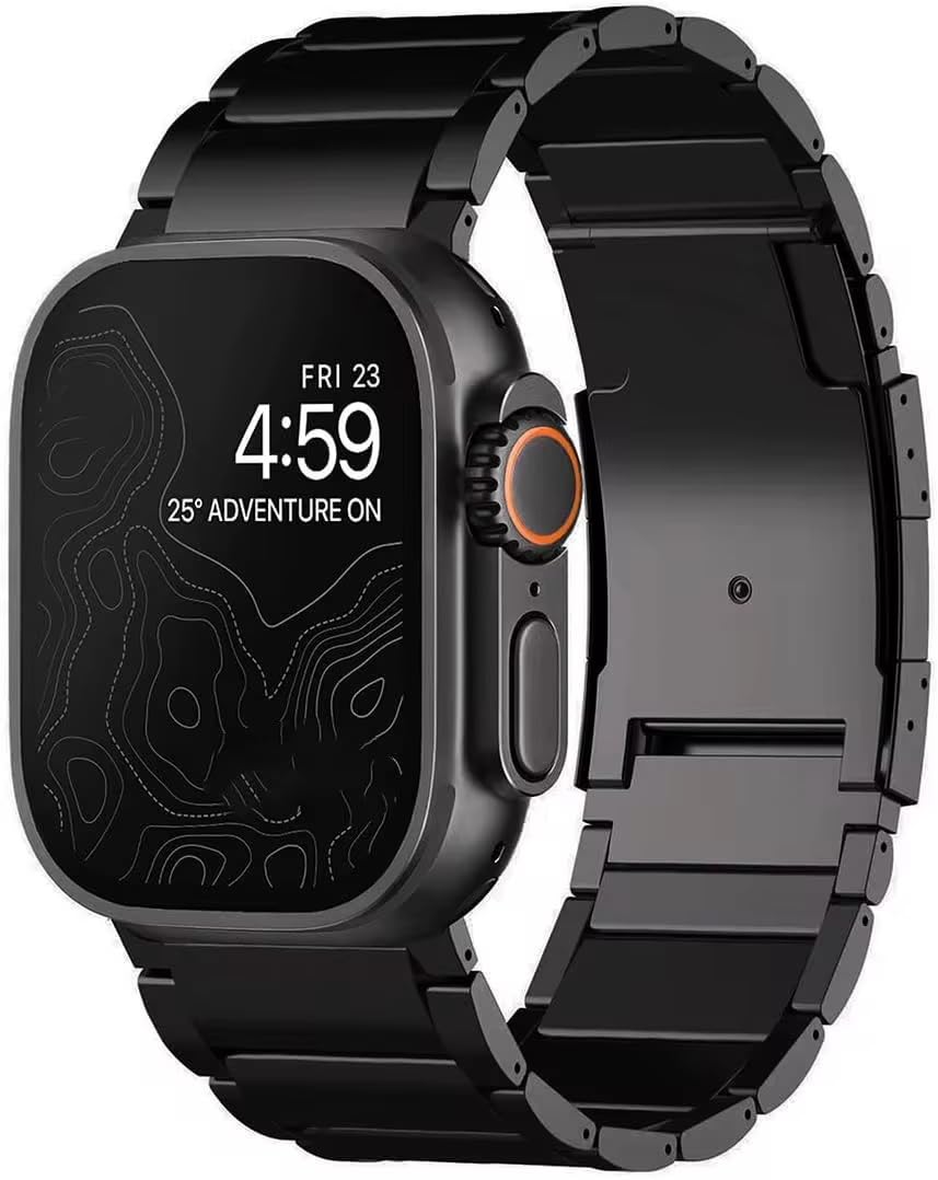 Dado Titanium Metal Watch Band Compatible with Apple Watch Series 10 | Ultra 2 | 9 | 8 Ultra | 8 | 7 | 6 49/46/45/44/42 mm, Light Wieght with Double Button Clasp Strap