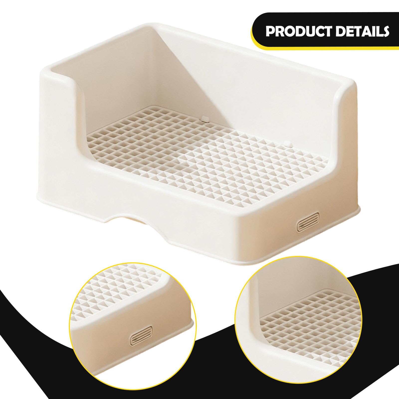 Lettiera per Coniglio con Vassoio Toilette Accessori per Gabbia Animali Piccoli Lettiera Angolare Anti-Schizzo con Bordo Alto E Fondo Antiscivolo Desi, 32x22x16cm