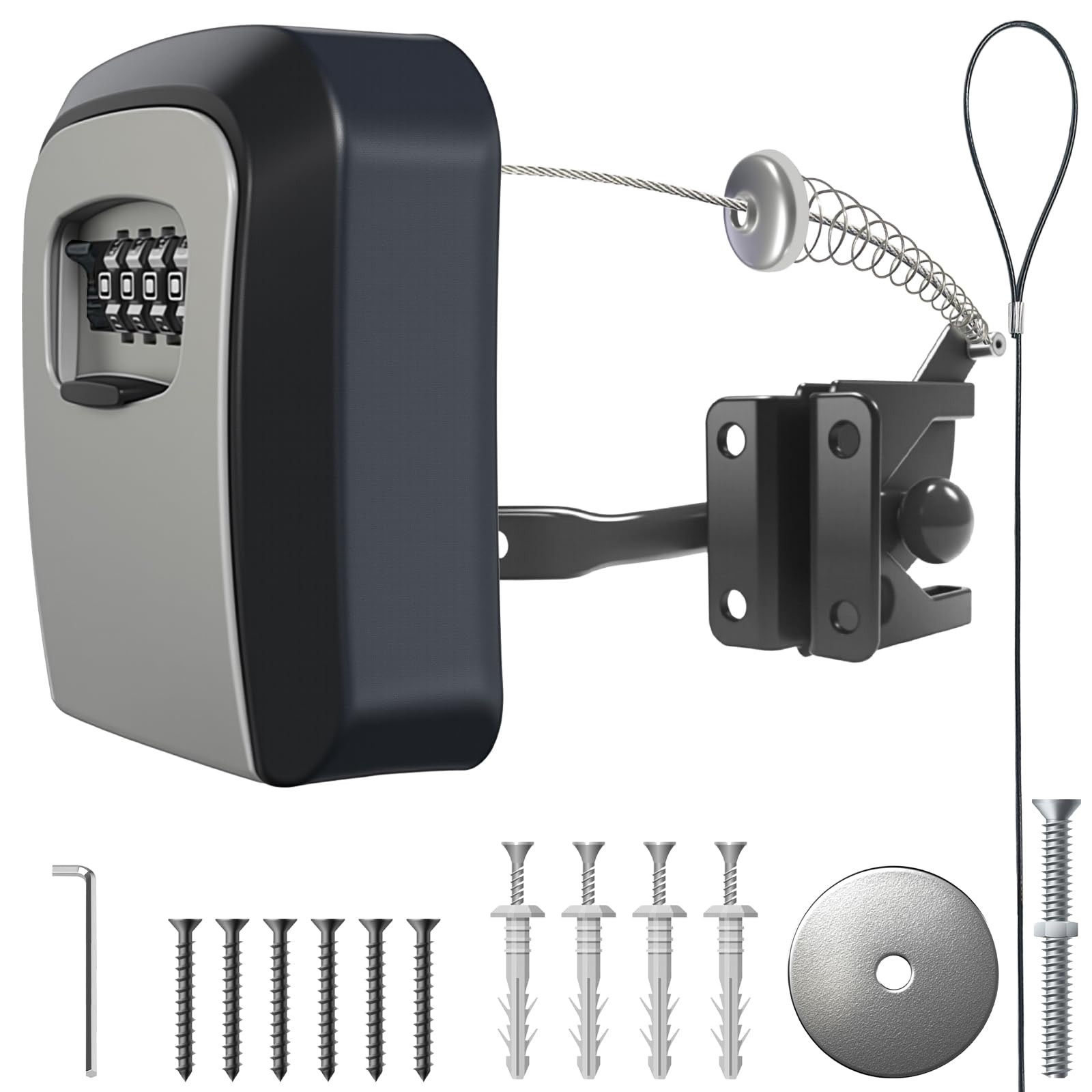 Gate Latch -Secure Keyless and Latch with 2-Way Access,Durable & Versatile for Metal,Wood,and Vinyl Fence,2 Install Method for Privacy Fence,Outdoor Fence,Barn Door Lock,Wooden Fence(Black)