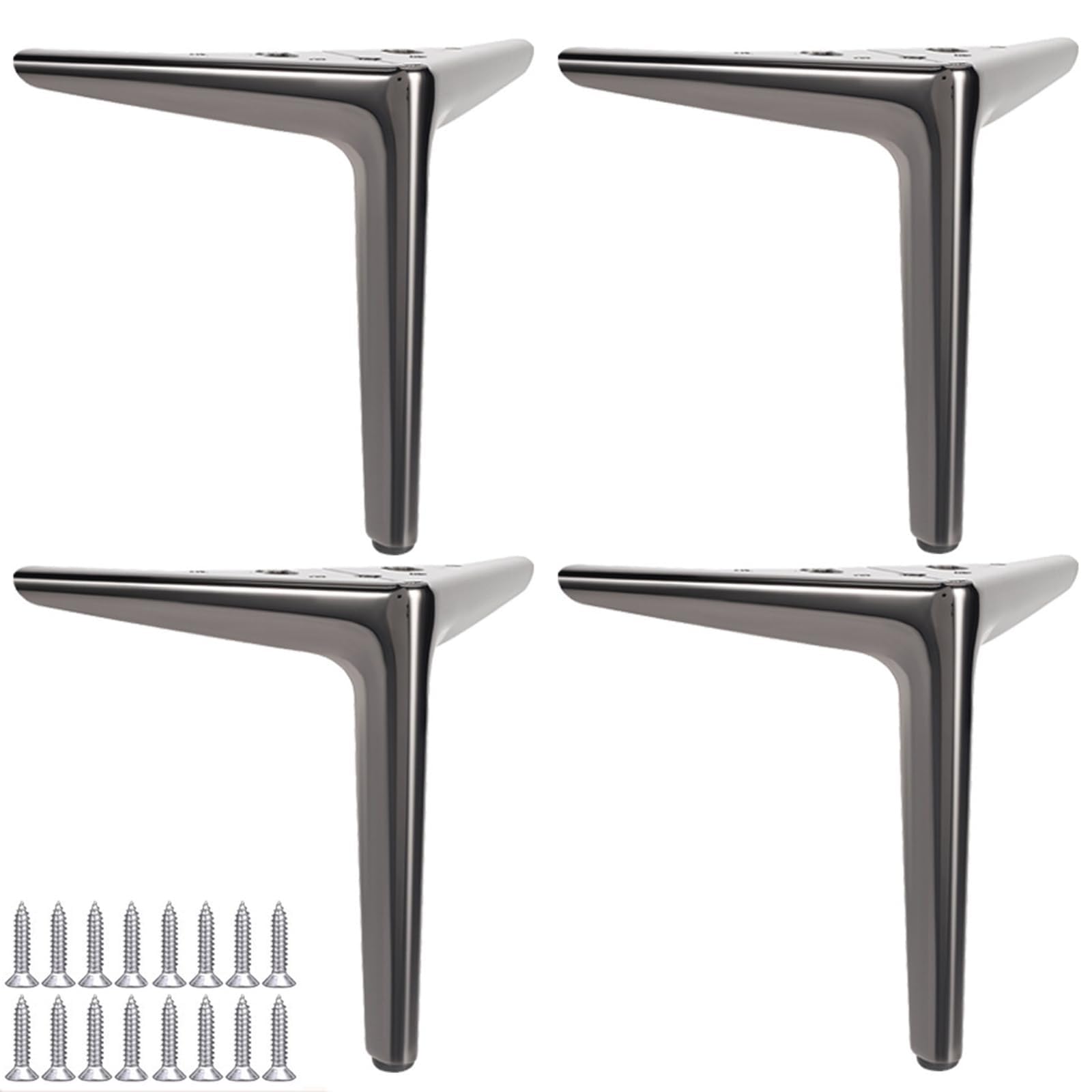 UYHBCNQD Triangle Furniture Legs 4Pcs Replacement Legs Set Sofa Support Leg Metal Cabinets Legs Dresser Extenders Furniture Foot with Screws(Gloss Black,12cm)
