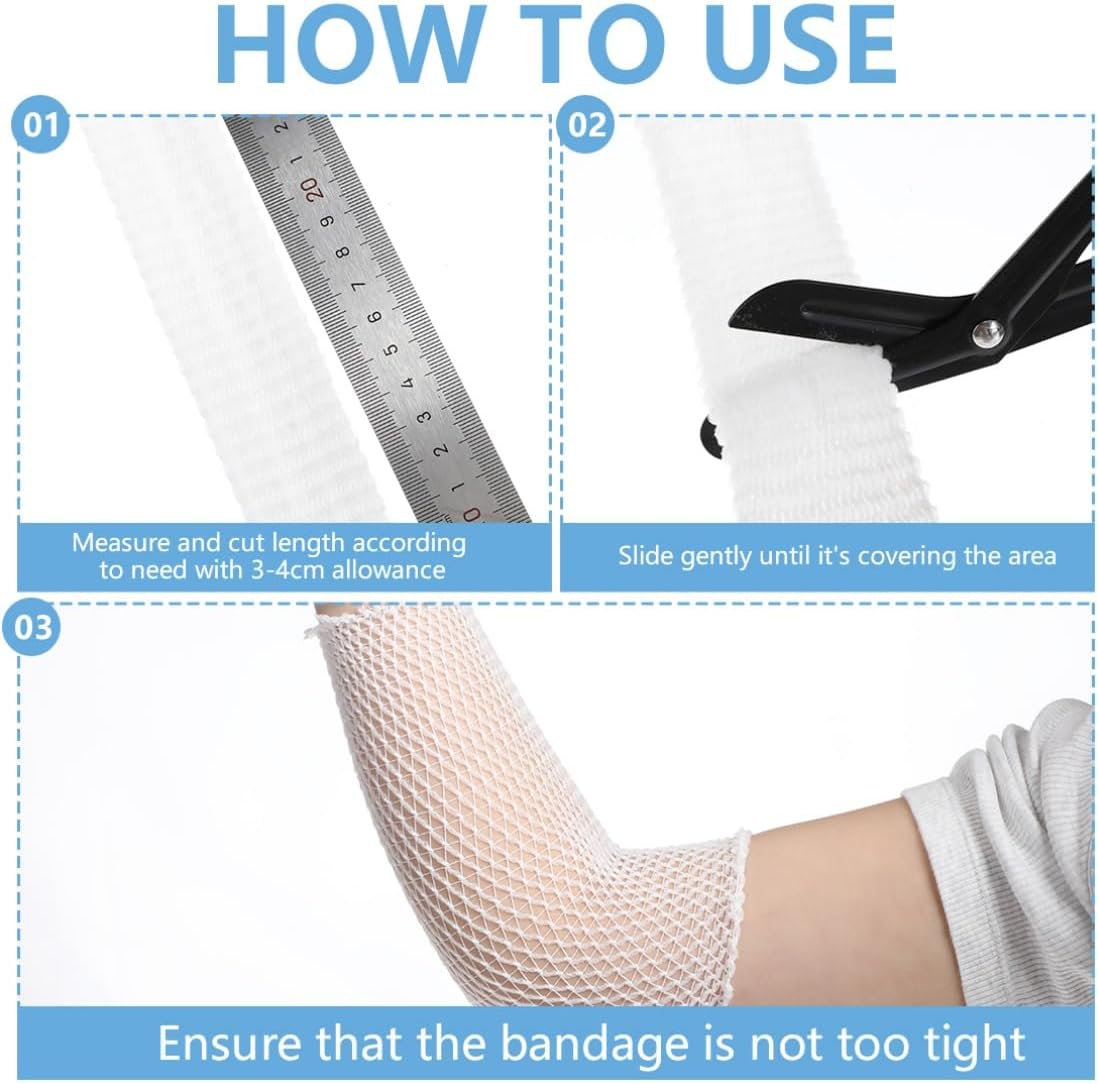 Tubular Stretch Gauze Bandage Size 4 Elastic Cotton Wrap Netting Support Retainer for Arms Lower Legs 1.2in×5.5yd