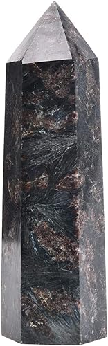 Miniatura 9 de MOGEMT Torre grande de cristal de obsidiana negra natural varita de punta de cristal curativo obelisco 6 facetas reiki chakras terapia de meditación