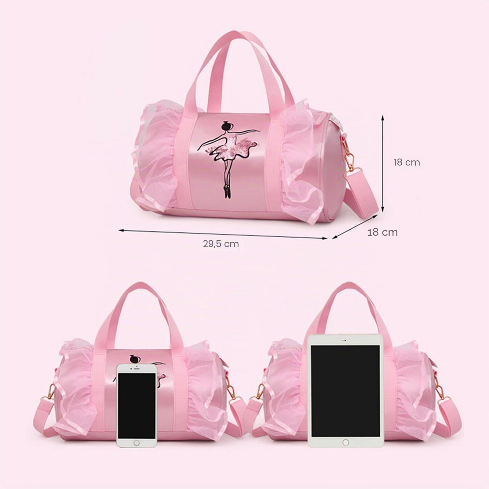 Borsa Danza Bambina Tracolla Borsette Balletto Borsa Palestra Sport Rosa