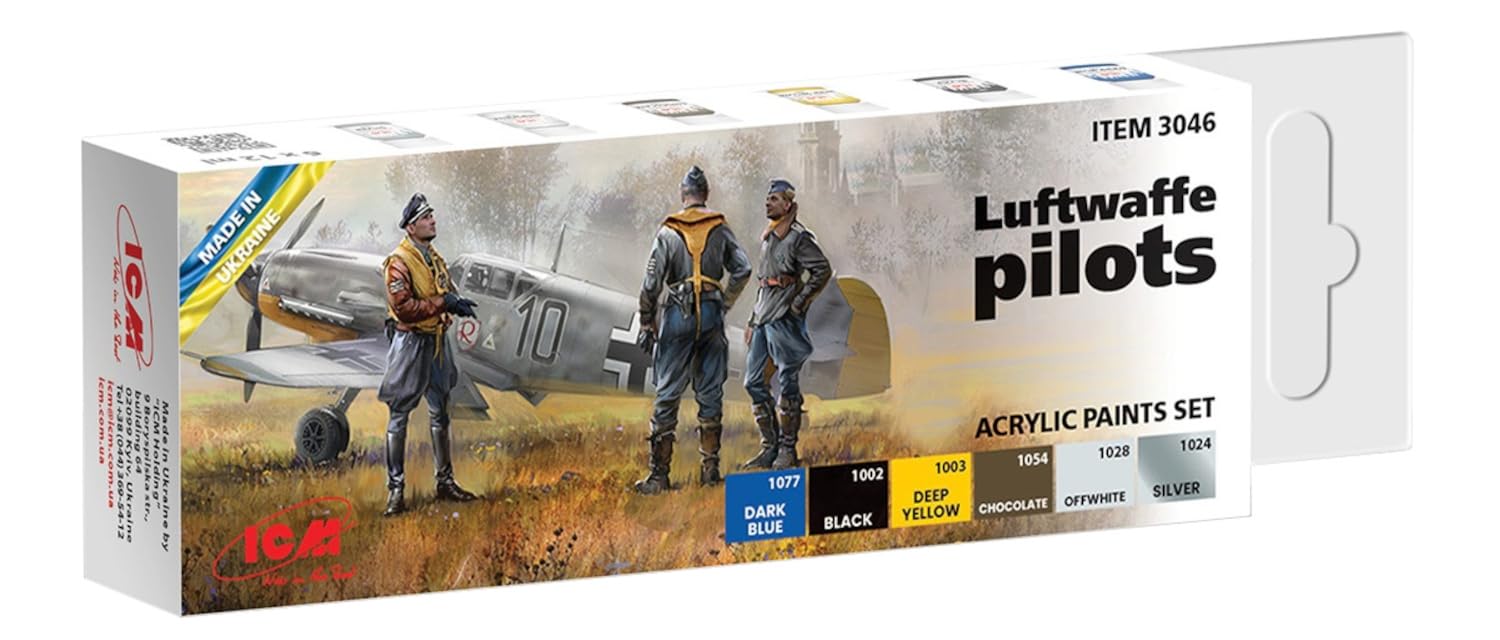 ICM 3046 Luftwaffe Pilots Model Kit Acrylic Paint Set