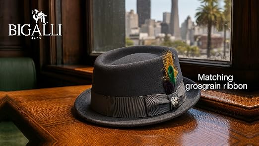Bigalli Pork Pie Stingy Hat 100% Fine Wool Felt Crushable Winter
