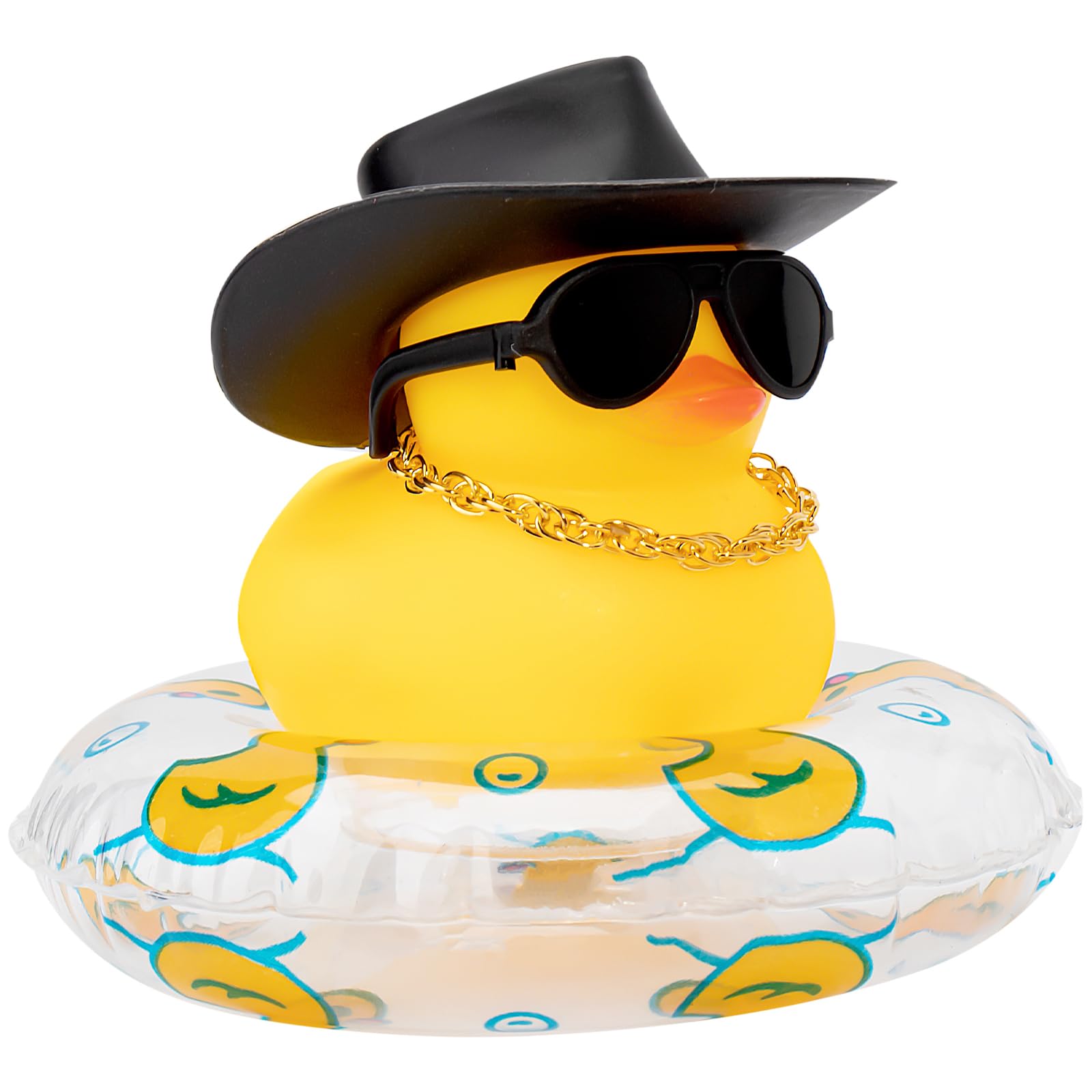 Pato De Goma Cowboy - Juguete Para Baño, Decoración De Coche, Con Sombrero, Bufanda Y Gafas De Sol, Ideal Para Fiestas, Playa Y Piscina