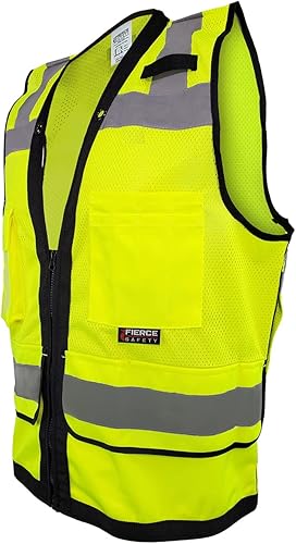 Miniatura 4 de Fierce Safety SU300G Surveyors Class 2 Green Reflective Vest with Tablet Pockets  Meets ANSIISEA Standards