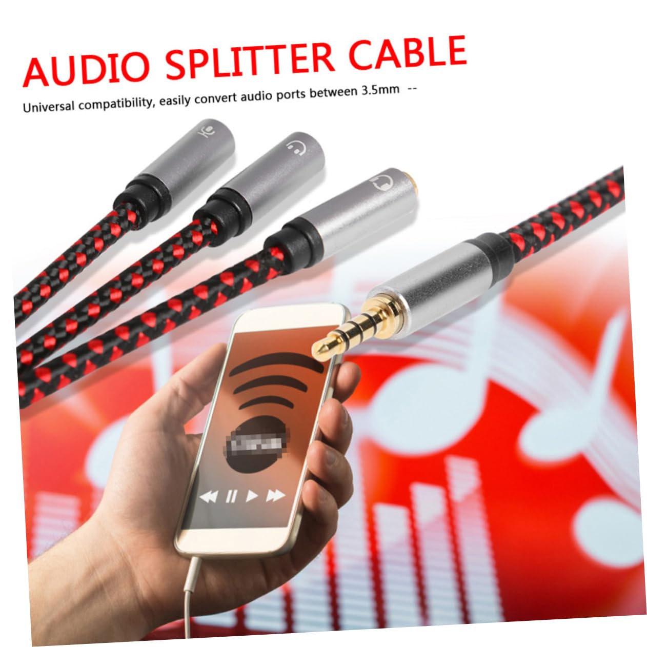Mikikit 3pezzi Cavo Splitter Audio Di Alta Qualità Per Cuffie Adattatore Vie Per Laptop e Smartphone Compatibile Con Dispositivi Porta Placcato Per Connessione Stabile e Qualità Audio