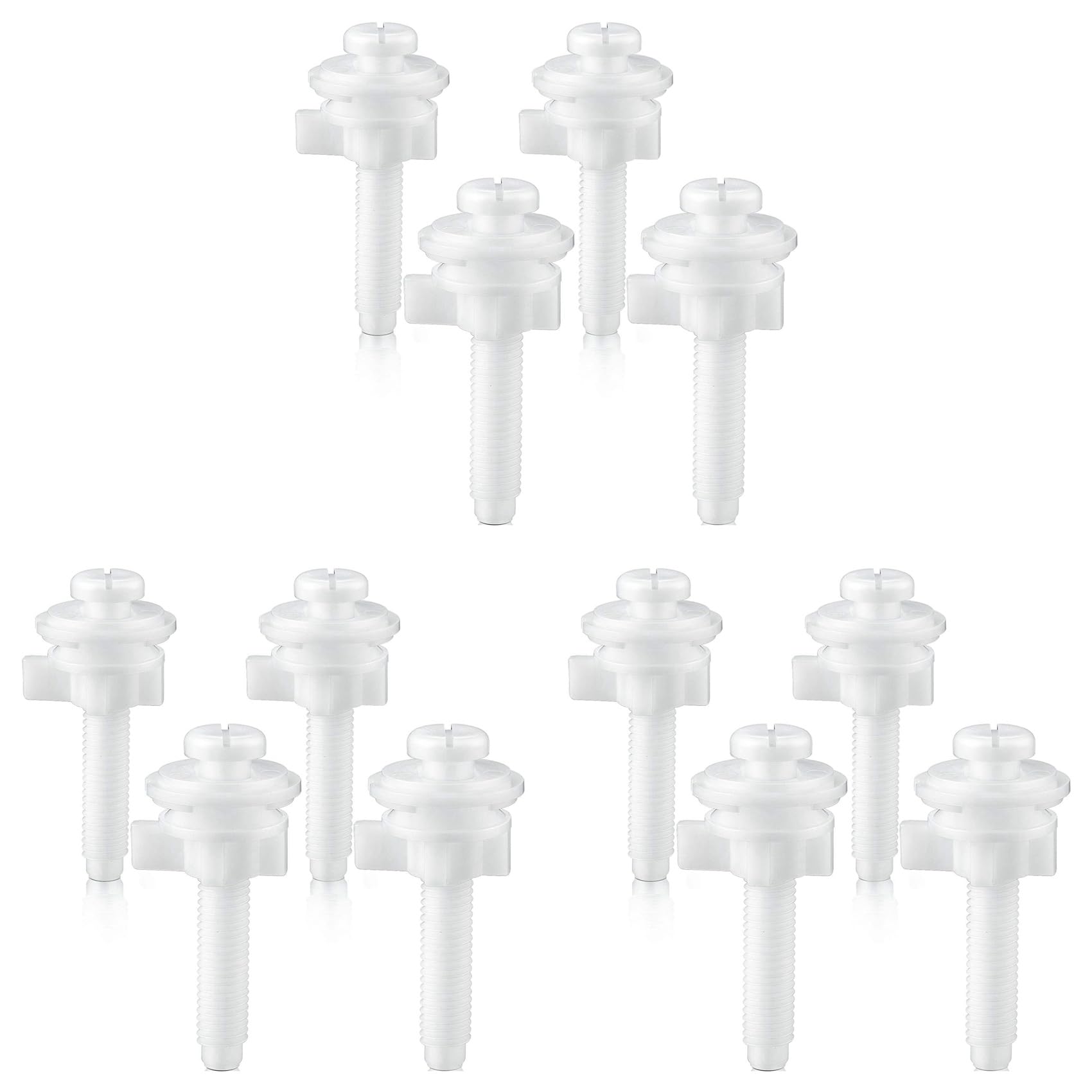 Hndhbfgrt 12PCS Toilet Seat Hinge Bolt Screws with Plastic Nuts and Washers Toilet Seat Replacement Parts Kit
