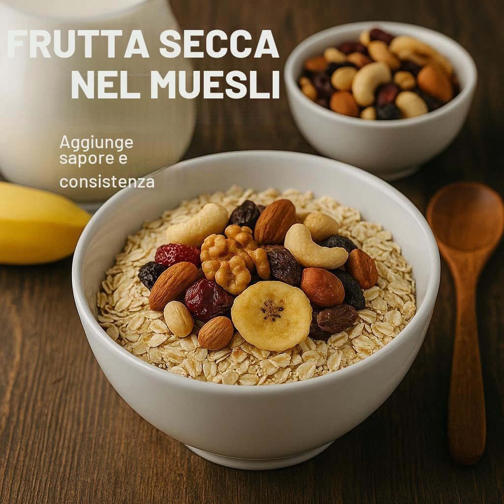 GiDeli Mangime studentesco Premium 5 kg miscela di frutta con arachidi, anacardi, nocciole, mandorle, noci, uvetta, mirtilli rossi e banane chips senza additivi