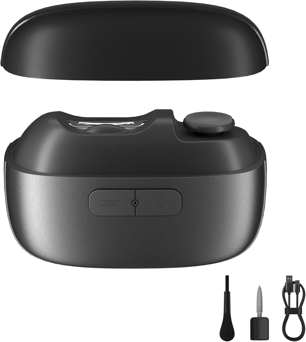 Electric Nail Clipper Fingernail Trimmer: 3-in-1 Automatic Nail Polisher with LED Light, Clip Storage, 2-Speed, Rechargeable Smart Nails Cutter Easy to Use for Seniors, Baby, Adult, Kids, Black