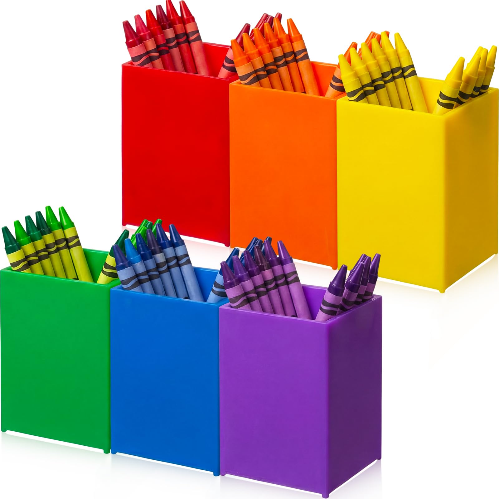 Sherr Lot de 24 porte-crayons en acrylique aux couleurs de l'arc-en-ciel - Organisateur de fournitures artisanales pour la rentrée scolaire - Boîte de rangement pour salle de classe (vif)