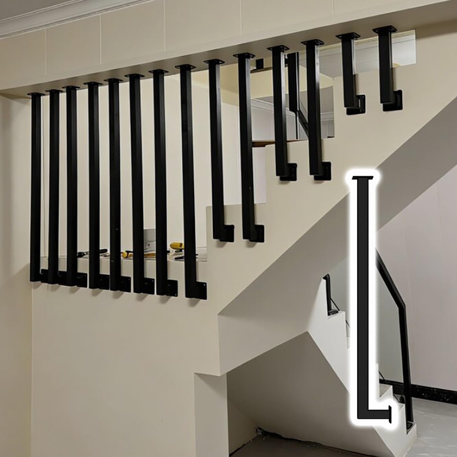 Mlyaye Gold 0.7-7.9 Ft Indoor Stairs Balusters Side Mounted, Prevent Falling Loft Corner Stairway Steps Railing Post Columns For Kids/Children/Elderly Protection(,220Cm/86.6In/7.2Ft)
