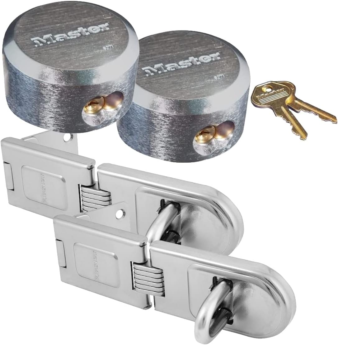 Master Lock (2) Keyed Alike Hasp/Hidden Shackle Padlocks, 720-6271KA-2