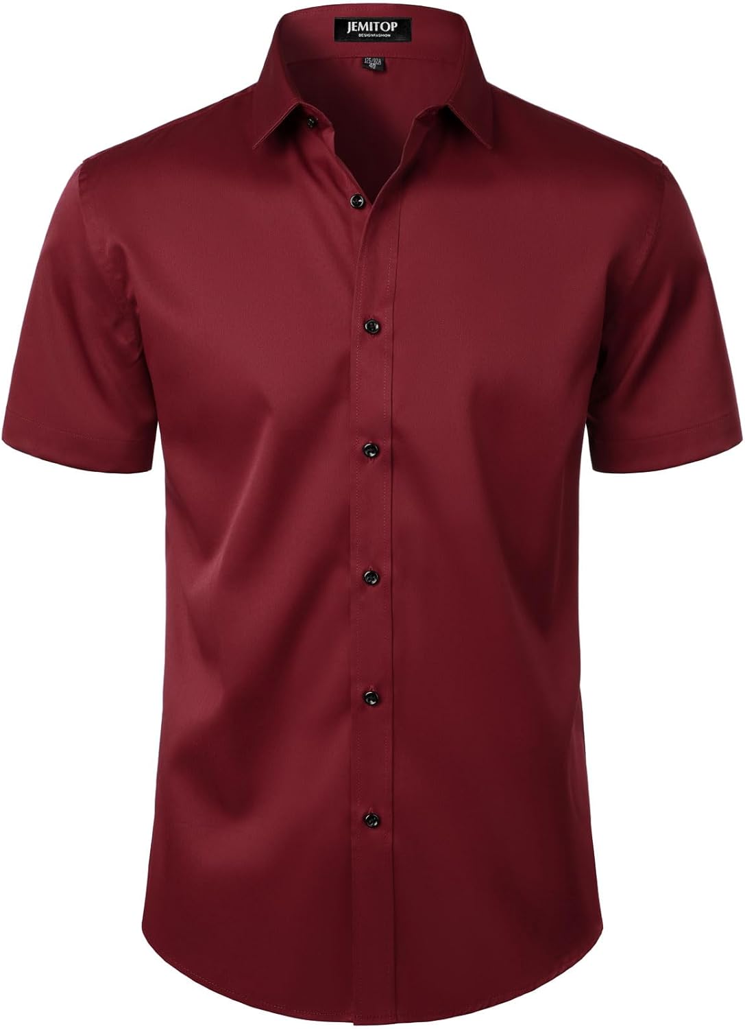 JEMITOP Men's Stretch Wrinkle Free Dress Shirts Formal Wedding Prom Short Sleeve Slim Fit Button Down Shirt