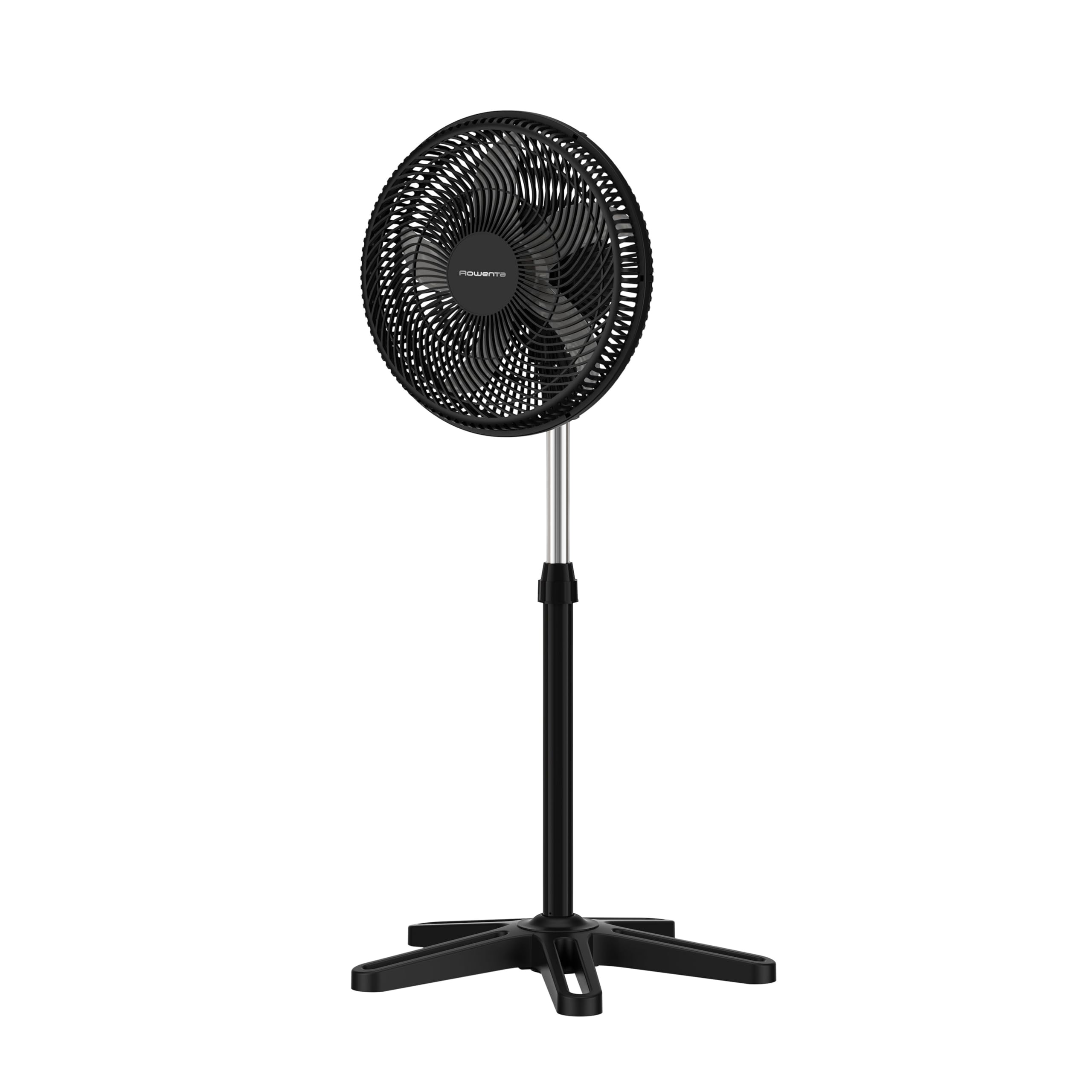 Rowenta Turbo Essential Standventilator – leistungsstarker Tisch-/Standlüfter mit 3 Geschwindigkeitsstufen, leise 58 dB, höhenverstellbar & oszillierend, kompakt für Büro, Wohn-/Schlafzimmer, VU3110F3