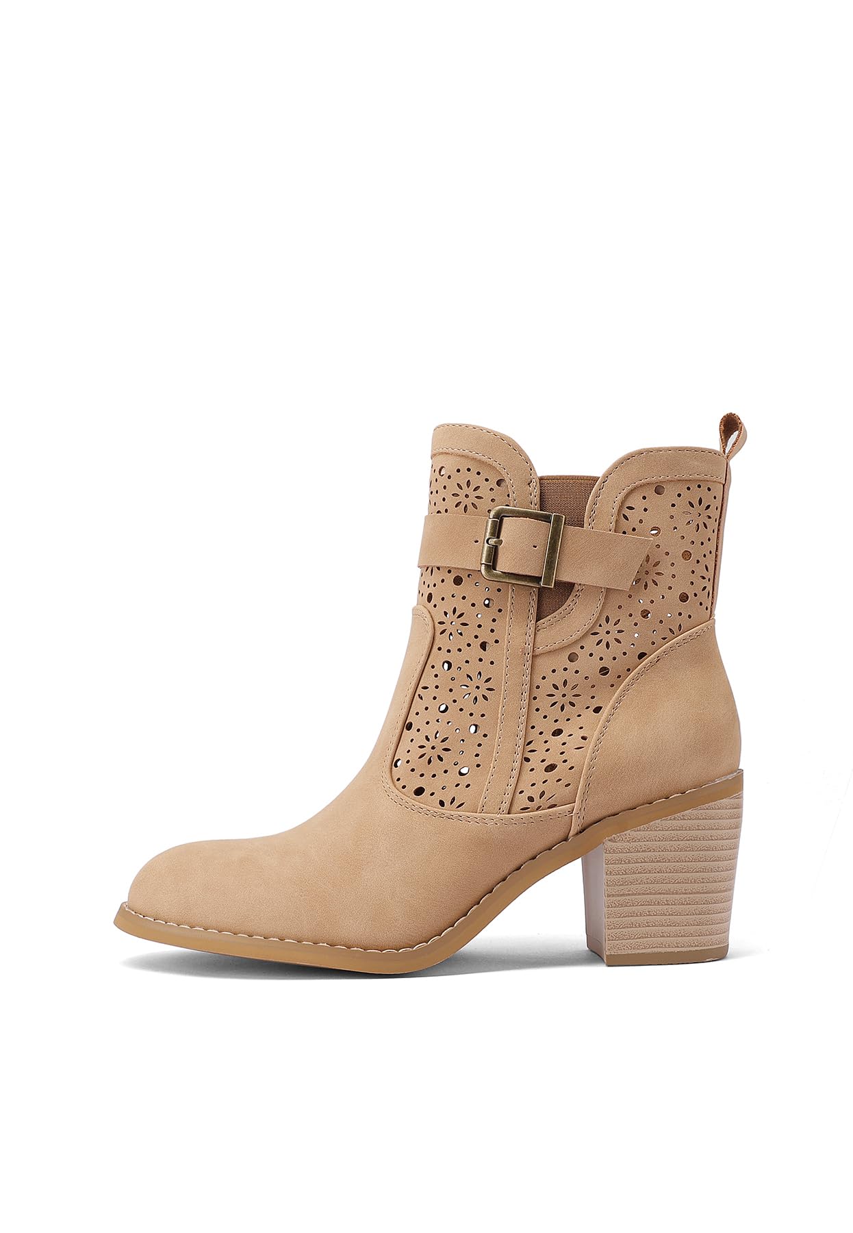 QUEEN HELENA Tronchetti Traforati Stivaletti con Tacco Largo Casual Donna X32-37