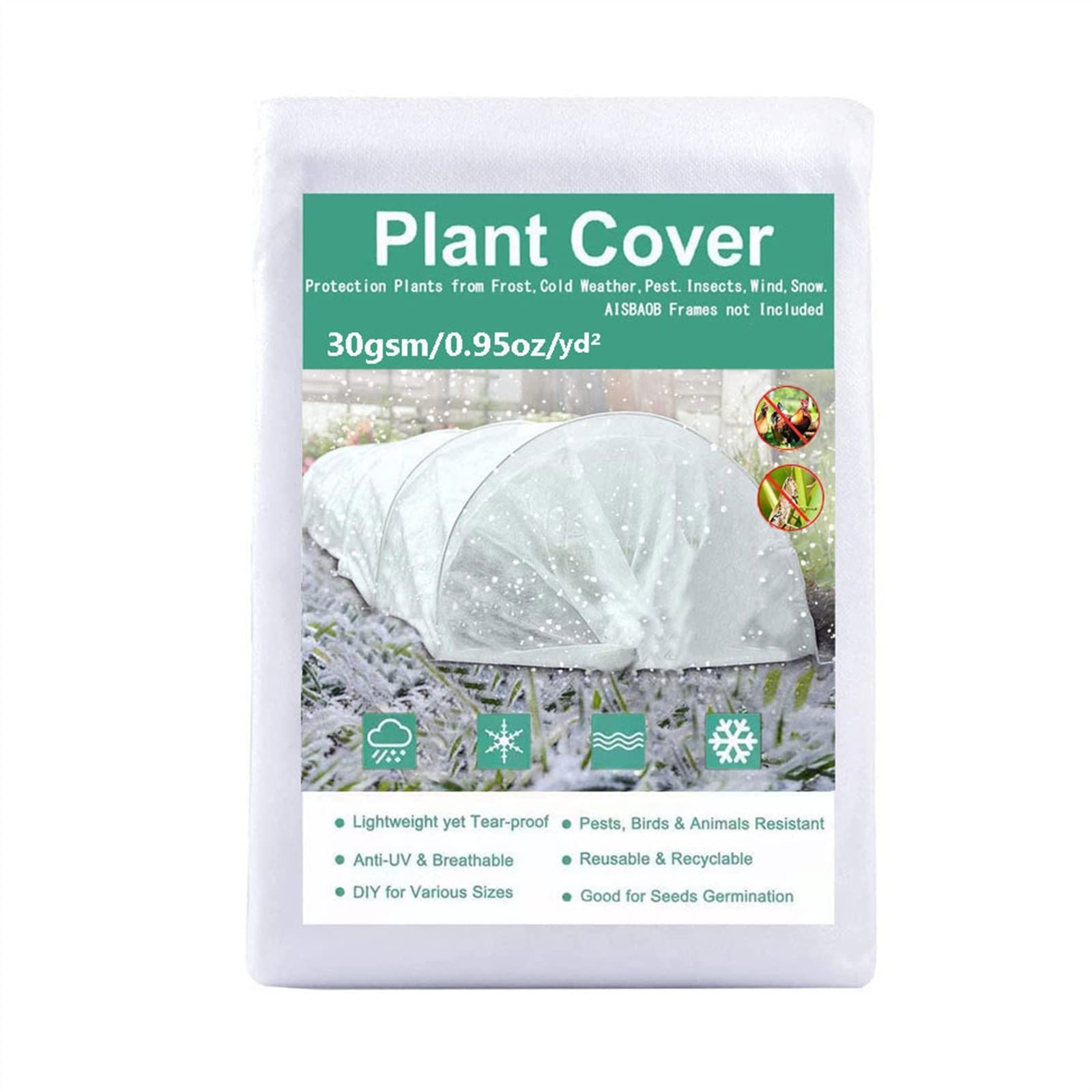 Grandi Telo per Piante Inverno Antigelo, Riutilizzabile Tessuto Non Tessuto per Piante Grandi, Vello da Giardino Panno Antigelo per Piante, Permeabile all'Acqua e Resistente ai Raggi UV, 30gsm
