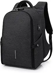 BANGE Mochila Antifurto Impermeável Para Notebooks de Até 15.6 Polegadas e Tablets Possui Cadeado de Código e Trava Acabamento Resistente Qualidade Premium - Preta