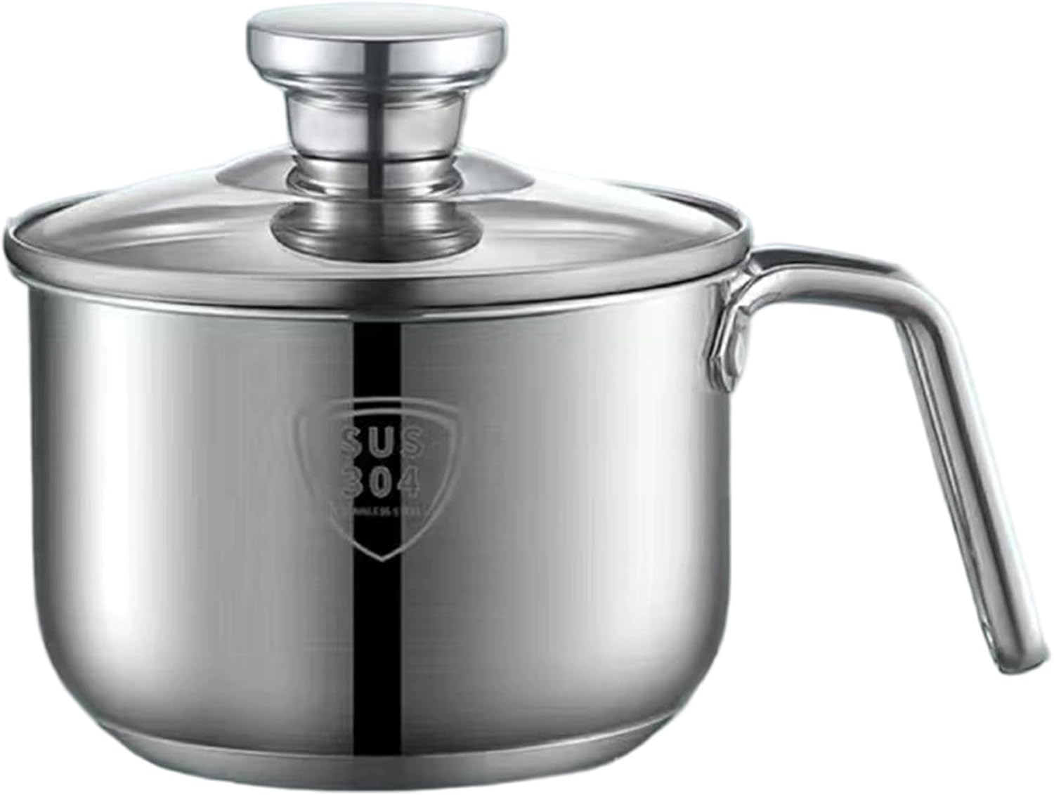 Milk Pot 2400ml Stainless Steel Saucepan with Pour Spout Milk Warmer Pot with Glass Lid ＆ Handle for Boiling Sauce, Gravies, Pasta, Noodles