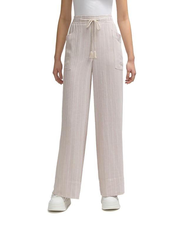Hunter Womens Nvlt Womens Linen Elastic Waist Pant with Braided Tassle Drawcord