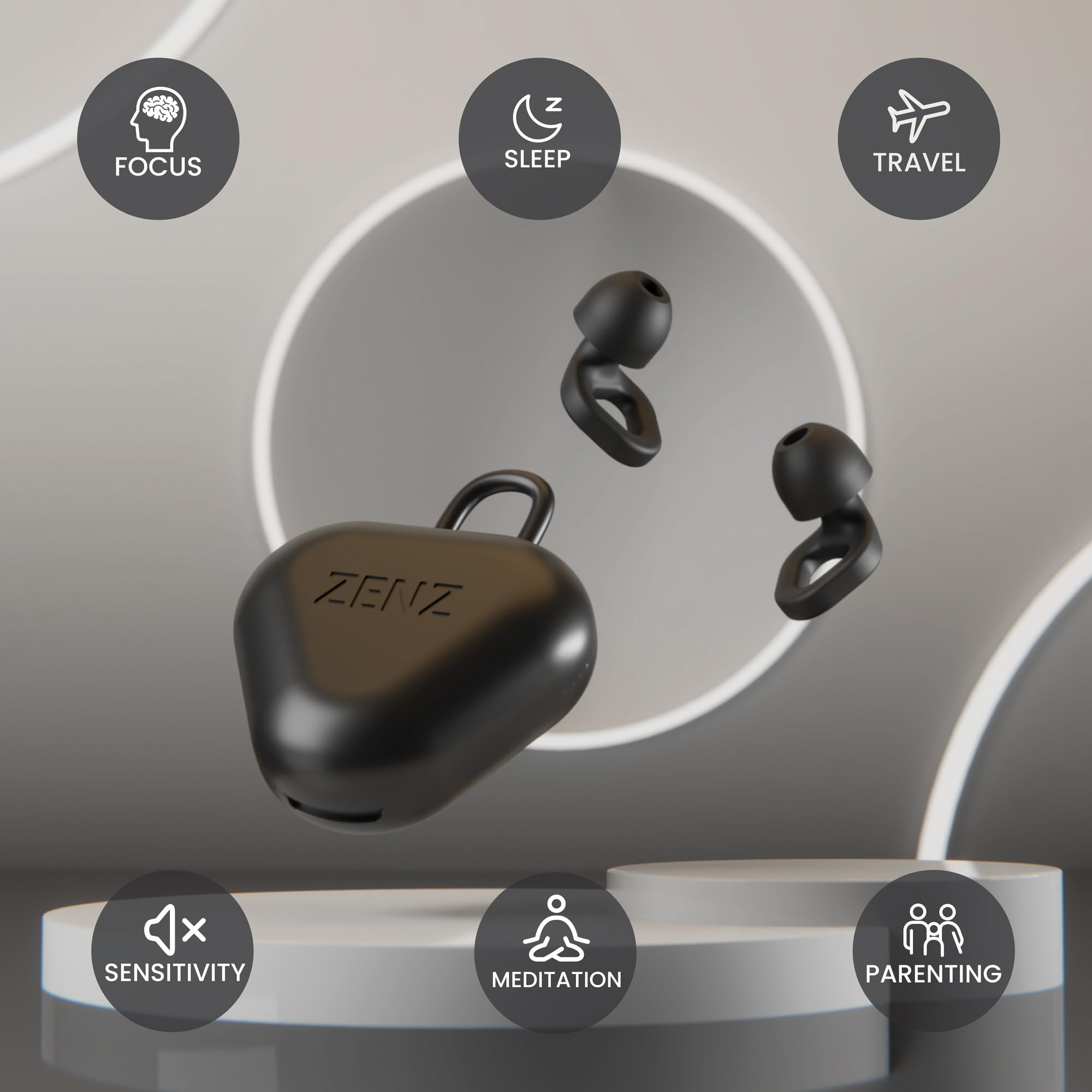 Zenz Unwind - Tapones para los oídos para un control de ruido superior, ultracómodos, reutilizables, ideales para dormir, conciertos, lectura, viajes, yoga, 8 tapones para los oídos en XS/S/M/L