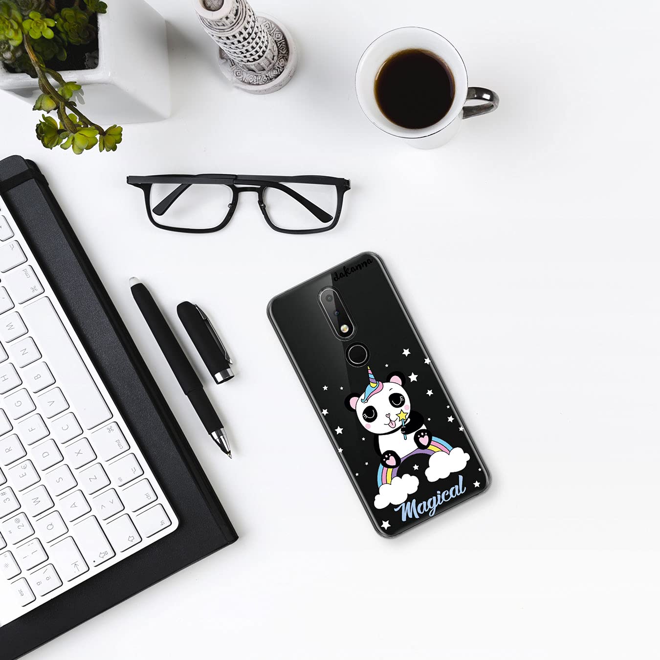 Dakanna Funda Para Nokia 3.1 | Unicornio Con Gafas Frase: Be Cool | Carcasa De Gel Silicona Flexible | Fondo Transparente