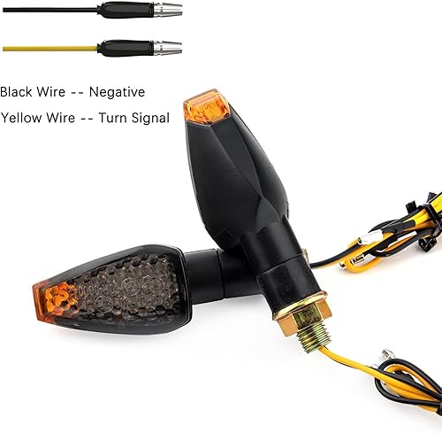 Miniatura 6 de ANKIA - 2 luces LED universales de 14 luces LED intermitentes de giro para motocicleta, mini indicadores de flecha de tallo delantero y trasero,