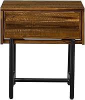 Vista 1 de Cusco - Mesita de noche rústica de acacia, 20 pulgadas de ancho, antigua