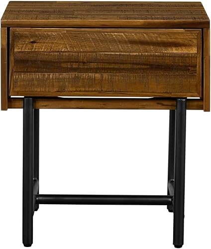 Cusco - Mesita de noche rústica de acacia, 20 pulgadas de ancho, antigua