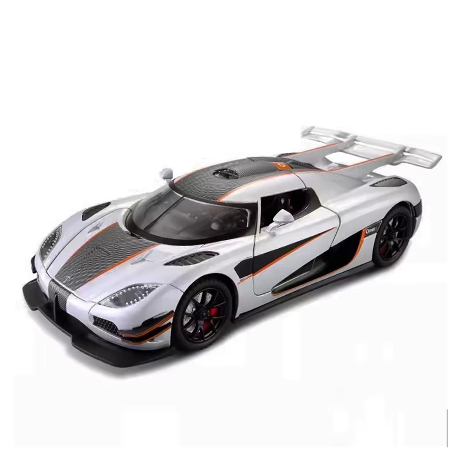 1:24 For Koenigsegg One Alloy Model Pull Back Toy Sports Car Collection Ornaments Gift(Silver,With box)