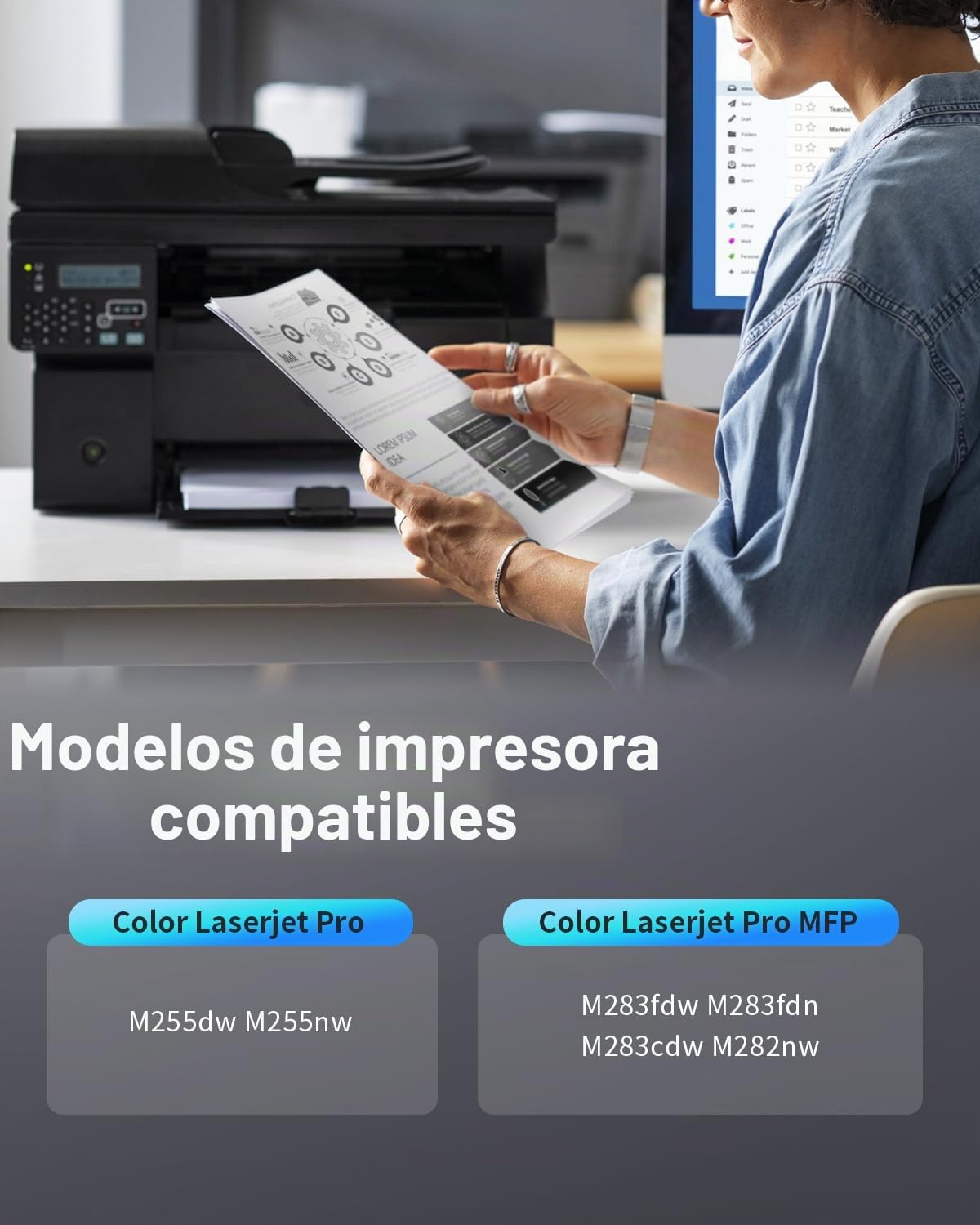INK4U 207X Cartucho de tóner (con Chip) Compatible con HP 207X 207A Compatible con HP Color LaserJet Pro MFP M283fdw M282nw M255dw M255nw M283fdn M283cdw W2210X W2211X W2212X W2213X ( Pack de 4 )