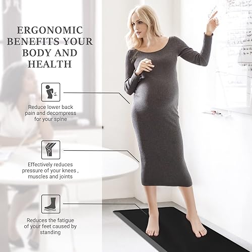 Miniatura 6 de WISELIFE Tapete de cocina acolchado, impermeable, tapete de cocina resistente al agua, tapete ergonómico de PVC cómodo para cocina, oficina,