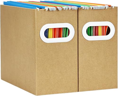 Vista 37 de Organizador de carpetas de archivos colgantes de cartón, caja de archivos plegable para tamaño carta, almacenamiento portátil de archivos